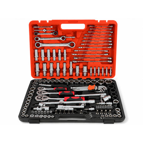 Professional Mechanics Socket, Ratchet & Spanner Tool Set - Chrome Vanadium - Orange & Black Carry Case-151 pcs