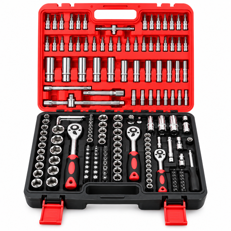 Premium Socket Wrench & Ratchet Tool Set with Carry Case 172pcs Multi-Purpose Socket, Ratchet, Bit & Accessory Tool Kit in Storage Case