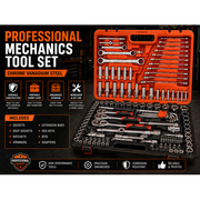 Professional Mechanics Socket, Ratchet & Spanner Tool Set - Chrome Vanadium - Orange & Black Carry Case-151 pcs