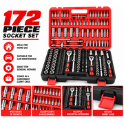 Premium Socket Wrench & Ratchet Tool Set with Carry Case 172pcs Multi-Purpose Socket, Ratchet, Bit & Accessory Tool Kit in Storage Case