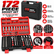 Premium Socket Wrench & Ratchet Tool Set with Carry Case 172pcs Multi-Purpose Socket, Ratchet, Bit & Accessory Tool Kit in Storage Case