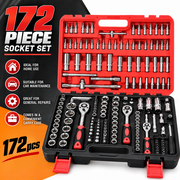 Premium Socket Wrench & Ratchet Tool Set with Carry Case 172pcs Multi-Purpose Socket, Ratchet, Bit & Accessory Tool Kit in Storage Case
