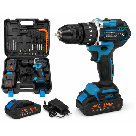 48V Max Lithium-Ion Cordless Electric Drill Kit with Accessories